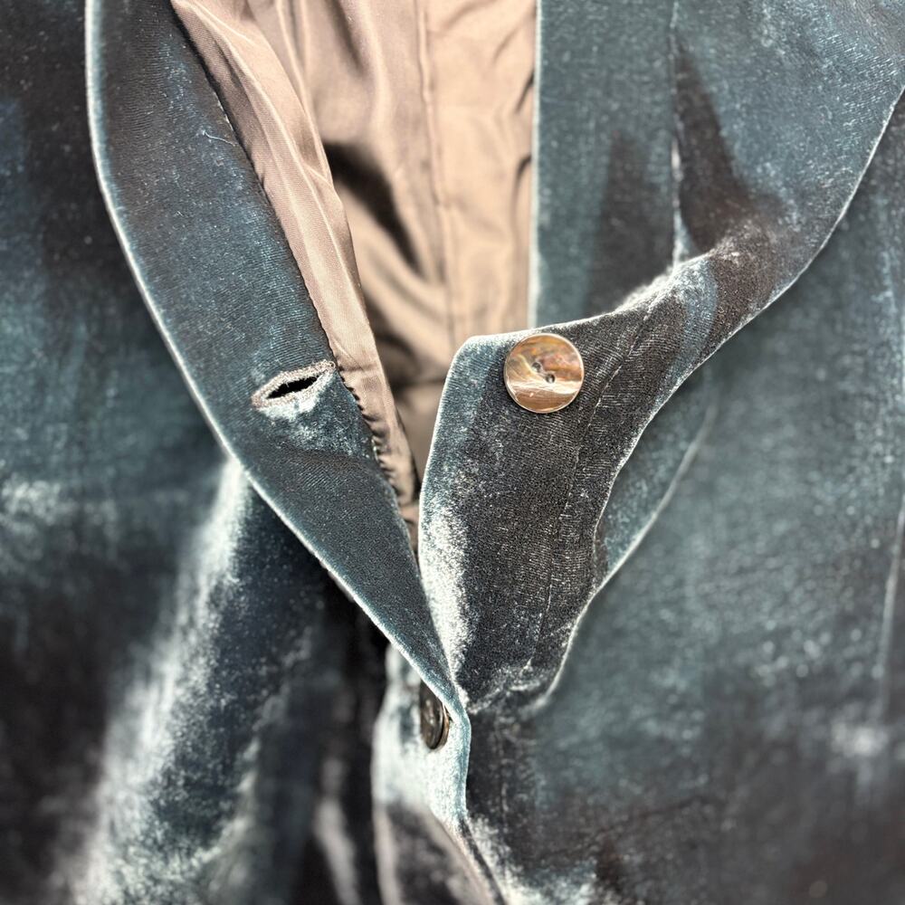 Chicos Green Silk & Velvet Painted Butterfly Kimono Blazer Jacket Size 2 (L/12) - Picture 9 of 12